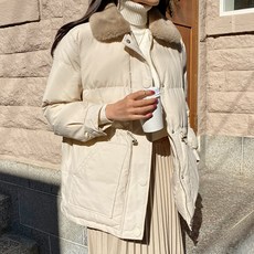 밍클 퍼 카라 숏 패딩