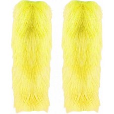 여성용 털 양말 인조 다리 워머 부츠 커버 모조 신발 롱 풋 슬림, A Yellow, X-Large, 1개