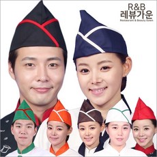 CA20 조리모 위생모자 헬로모자 남여공용 벨크로, CA20_곤색빨강줄, 1개