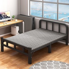 솔리드퓨어 공간활용 2단 접이식 소프트백 간이 침대, 다크그레이