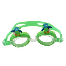 Zeyuan 만화 아이 고글 방지 안개 자외선 보호 수영 안경, 블루 펭귄