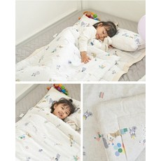 인휴 고깔 모달코튼 사계절 낮잠이불세트, 아이보리