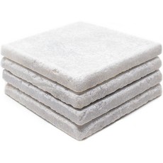 Marble Object 대리석 개체 4 조각 자연 석재 대리석 코스터 세트 홈 인테리어 / 결혼 선물 화이트, White