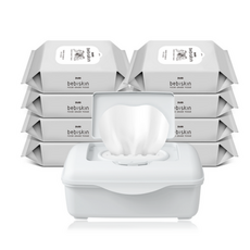 두리 베비스킨 생분해 비데 물티슈 리필 60매입 x 8p + 케이스, 3세트