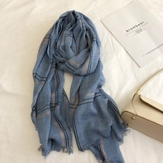 우아한 김 레이스 체크 목도리 경량 보온 롱 면마사 수건 봄가을 겨울