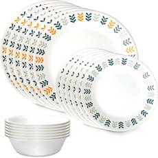 Corelle 코렐 비트렐 18피스 유리 식기 세트 6인용 3중 레이어 칩 & 크랙 방지 접시 및 그릇 야생화, Anders, 18-PC Dinnerware Sets