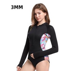 다이빙슈트 DEMMET 여성용 다이버 세트 네오프렌 다이빙 장비 프린팅 긴팔 비키니 수영복 한국 3mm, 없음, 13) 3MM - XL 65-75KG