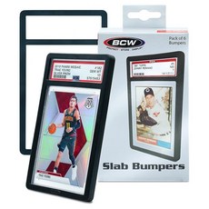 BCW 등급 카드 S+ 슬래브 범퍼 투명 6팩 | 표준 PSA 케이스용 슬래브용 실리콘 케이스 쉬운 그립 및 가장자리 보호 프로텍터, 01.Black
