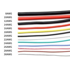 UL3239 구리 와이어 실리콘 절연 주석 도금 DIY LED 전자 케이블 30 28 26 24 22 20 18 16 14 12 10 8 AWG, 01 YELLOW, 02 2 Meters, 12 30AWG
