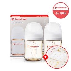 더블하트 모유실감 3세대 PPSU 베이직 트윈팩 160ml 제뉴인화이트 (젖꼭지미포함)+손수건증정