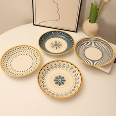 MorningSea 북유럽 도자기 접시 예쁜 파스타접시 빈티지 식기세트 20CM, 화이트, 접시4p, 1세트