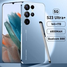 울트라 7.3 HD 스크린 스마트폰 S23 16G + 1T 5G 듀얼 심 셀룰러 안드로이드 언락 108MP 7800mAh 휴대폰, 블루 16GB