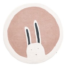 사자 토끼 곰오양 일러스트 풍 아이방 꾸미기 원형 러그 카페트, 핑크 토끼 + 직경 80CM