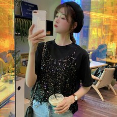 송희 그물 레드 티셔츠 인스 파이어 여름 루즈 센스 소중 chic