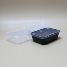 BW-B300S 500 SET(블랙 투명 내추럴)-사출 반찬 샐러드 죽 일회용 포장용기