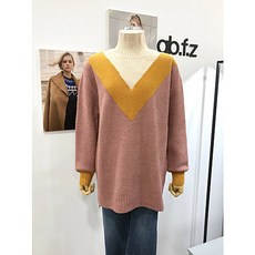 [ab.f.z] 터틀넥 V배색 루즈핏 니트 (T4GW65)