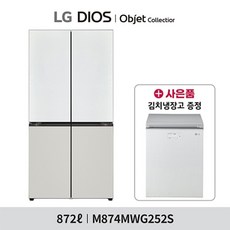 LG전자 (그레이화이트)디오스 오브제 메탈 더블매직 6도어 냉장고 (M874MWG252S)+ LG김치냉장고