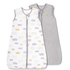 TILLYOU Sleep Sack 6-12개월 - 0.5 TOG 아기 웨어러블 담요 양 지퍼 매우 부드러운 면 민소매 침낭 2팩 그레이 그로운, TILLYOU Sleep Sack 6-12개월 - 0.
