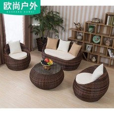 테라스 카페 야외용 DIY 맞춤 제작하다 야외 등나무 소파 발코니 라운지 의자 거실, 01 그림과 같이 한 세트로 하다., 01 조합