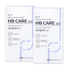 닥터바이 헤어볼케어 고양이 헤어볼 영양제 예방 배출 도움 소화 건강 보조제, 30회분, 헤어볼, 2세트