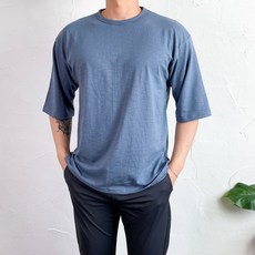 코코로맨틱 피그먼트 슬라브 워싱 시원한 7부 오버핏 반팔티 반팔 티셔츠