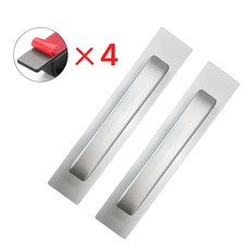 조빈니타 무타공 강력 접착식 알루미늄 문 손잡이 1+1 200mm 실버, 2개 2개, 실버+실버
