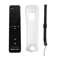 닌텐도 Wii Wii U 조이스틱 무선 원격 게임 패드 컨트롤러 세트 실리콘 케이스 포함 비디오 게임 옵션, [02] Black, 1개