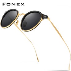 FONEX 초경량 손수 만들다 판재 순 티타늄 남자 클래식 단아한 원형 여성