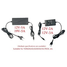 EU 플러그 AC 전원 어댑터 Yongnuo YN300III IV Godox Viltrox LED 비디오 램프용 100240V 3A12V 5A12V 5A19V DC 55mm x 2, 1.12V3A