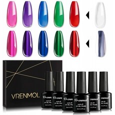 Vrenmol 젤리 젤 매니큐어 네일 아트 반투명 앰버 유리 UV 젤 폴란드어 6 색 클리어 컬러 네일 젤 8 미리리터 선물 세트, 1, 단일옵션