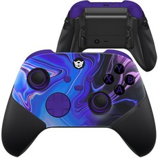 Xbox Series X S용 HEXGAMING ULTRA 무선 컨트롤러 윈도우 7 8 10용 Pro 4개 뒤로 버튼 조절 트리거 교체 썸스틱 6개 프로필 사무라이 블루 라벨, Chaos Purple, 1개