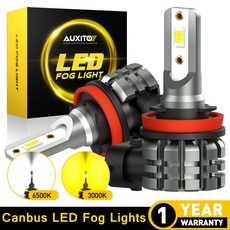 AUXITO LED 캔버스 안개등 전구 오류 없음 H10 H16JP H8 노란색 6500K 3000K 주간 주행등 H11 H9 2 개, [02] 6500K white, [01] H8, 2개