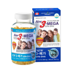 프리미엄 캐나다 연어오일 99.9% 오메가3 New3-MEGA EPA & DHA 비타민D 함유 180캡슐, 1개, 180정