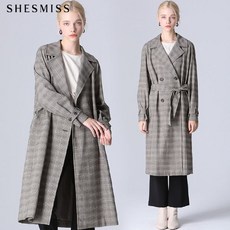 쉬즈미스 글렌 체크 더블 트렌치 코트