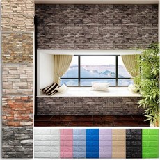 단열시트지 3D 벽돌 7077cm 벽 스티커 좋은 냄새 벽지 거실 침실 사무실 및 TV 장식, 5pieces70x77cm, Retro brick red