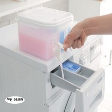 세탁 세제 디스펜서 세제통 다용도 대용량 리필통 세탁실 만능 사각형 섬유유연제 드럼세탁기, 2구(5L), 1개