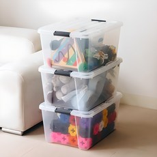아이리스 국내 제조 버클 리빙박스 CNCB, 투명, 50L, 3개