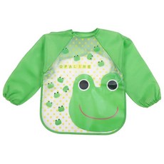 방수 턱받이 앞치마 긴 수유 작업복 가슴 플레이트 목욕 의류, 5.Green Frog, 1개