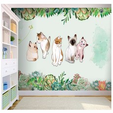 여자아이고양이뮤럴벽지