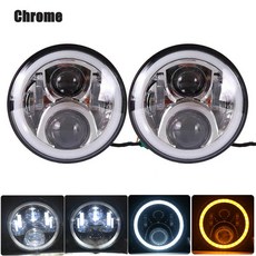 라운드 LED 헤드라이트 앵글 아이 헤드램프 라다 니바 4x4 스즈키 사무라이 허머 H1H2 프로젝션 헤드라이트 VAZ 2101 용 7 인치 2, 06 2x 60W chrome, 1개