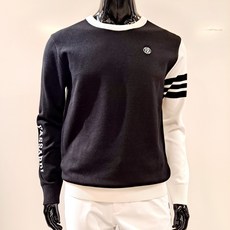 [파사디] 남성 라운드 넥 심플한 니트 티셔츠 블랙 Q22FKP212MBK