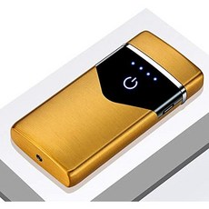 CREPUSCOLO 지능형 전기 USB 라이터 방풍 화염 방지 충전식 내구성있는 아연 합금으로 제작 터치 감, One Color_Gold, One Color_Gold, One Color