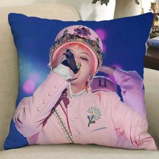 지드래곤 빅뱅 GD 권지용 양면 쿠션 방석 굿즈, 35x35cm, 우아한 한국식 새틴, 5