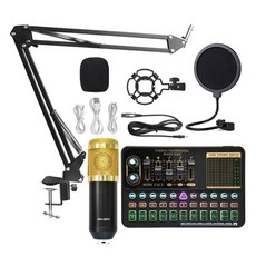 방송용 마이크 전문 콘덴서 BM 800 유선 블루투스 V10 프로 사운드 카드 PC 컴퓨터 전화 노래방 라이브 게임 새로운 오디오, 02 Gold