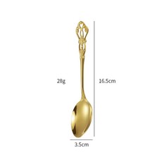 골든 디너 빈티지 서양 스테스 수저 웨딩 조각 식기 나이프 포크, 4.Gold- Spoon-M, 1개