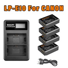 LP-E10 교체용 디지털 카메라 배터리 및 LCD 듀얼 충전기 캐논 EOS Rebel T6 T3 T5 4000D 3000D 2000D 1300D 1200D 1100D 용