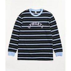 해외 남자 긴팔티셔츠 Odd Future Arc Text Stripe Black Blue Long Sleeve Knit T-Shirt PROD1180009869