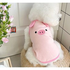 캐시독 강아지 고양이 돼지캐릭터 티셔츠, 핑크, 1개