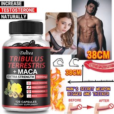 Tribulus Terrestris + 마카 보충제 - 발기 기능 개선 근육량 증가 에너지 지구력 활력 증가 피로 완화 테스토스테론 수치 증가, 2개, 120정