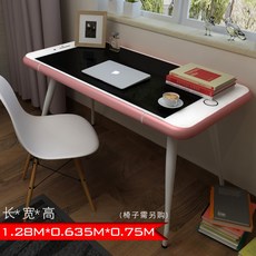 아이폰 책상 애플 컴퓨터 공부 거실테이블 서랍형테이블, 흑백 유리 + 로즈 골드 (확대)